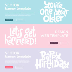 Irreverent Birthday. Web or print banners design template with hand drawn vector lettering.