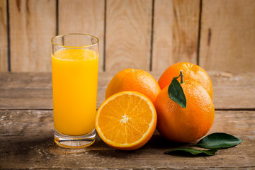 Orange Juice, Healthy lifestyle. Glass of orange juice and fruits