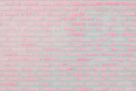 Pastal Pink and White brick wall texture background.