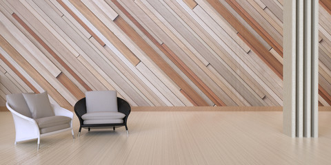 Lounge and a coffee shop and relax on wall wood / Certification Hall / Modern and simple 