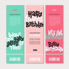Irreverent Birthday. Web or print banners design template with hand drawn vector lettering. 