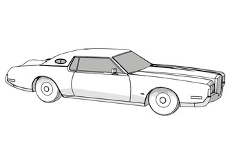 sketch of a retro car with shadows