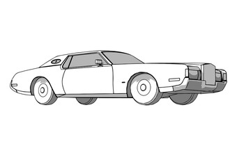 Fototapeta premium sketch of a retro car with shadows