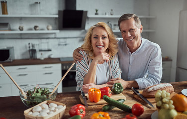 Senior couple on kitchen