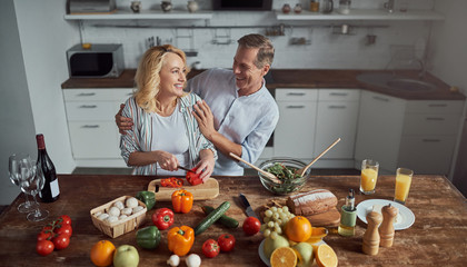 Senior couple on kitchen