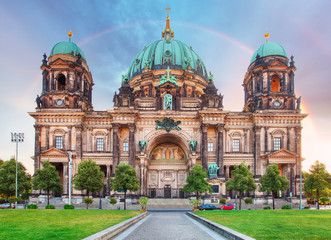 Fototapeta na wymiar Berlin, Berliner dom with rainbow