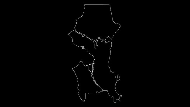 Seattle Washington city map outline animation