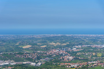 Summer panorama Republic of San Marino and Italy.