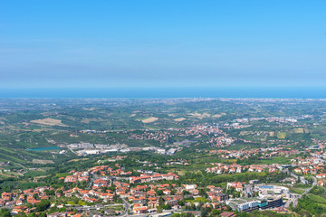 Fototapeta premium Summer panorama Republic of San Marino and Italy.