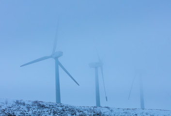 Windmills, Wind farm or Wind park, Portillo de la Sia, Soba Valley - Las Merindades, Valles Pasiegos, Burgos - Cantabria, Spain, Europe
