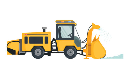 Snow Plow truck in flat style isolated on white.