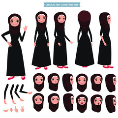 Arab women character set of emotions.