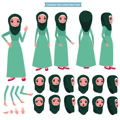 Arab women character set of emotions.