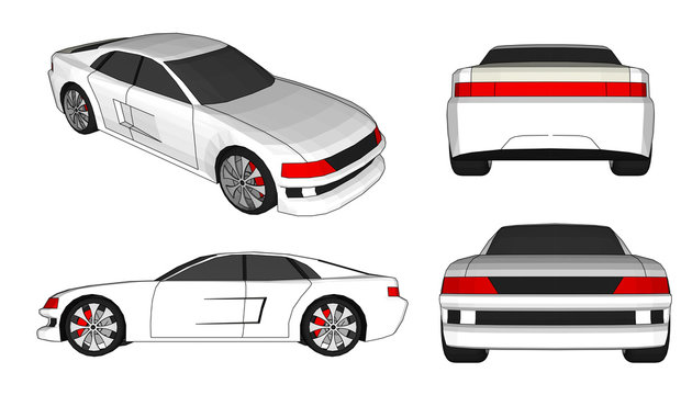 3D sports car vector