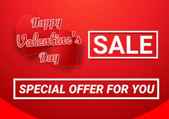 Valentines day gifts, Discounted price tag with red and white letters and hearts Put on a red background.