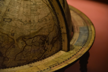 Antique globe, close up