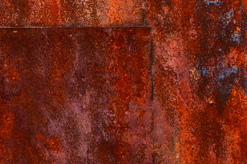 Rusted metal plate close up.