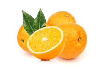 Fresh orange on white background