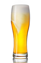 Draft lager beer isolated on white background.