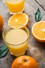 Orange juice. Freshly pressed orange juice and oranges