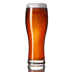 Glass of classic india pale ale  beer isolated on white background.