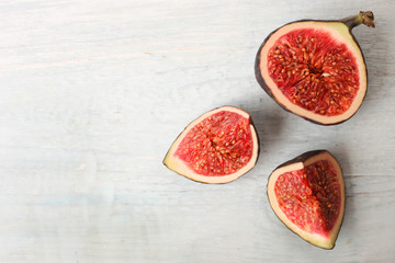 Ripe juicy red sliced figs