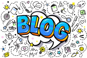 Konzept des Bloggens. Goldene Blog-Wortblase. © vectorstory