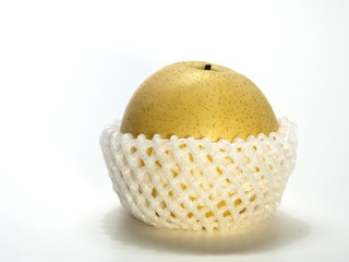 Nashi bulb - pyrus pyrifolia - in a white plastic net