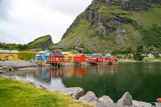 Fishermen's cabins in Lovund,Nordland county