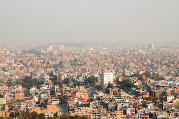 Fototapeta na wymiar Wide cityscape building view of Kathmandu, Nepal.