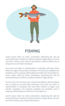 Fishery Sport or Hobby Activity Poster with Fisher