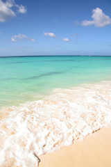 Fototapeta na wymiar Beautiful white sand beach with turquoise sea & blue sky, Aruba