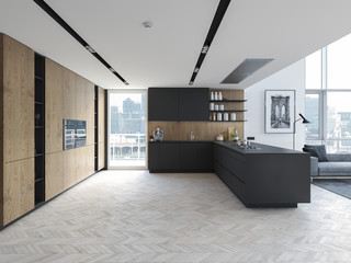 new modern scandinavian loft apartment. 3d rendering © Walkingdots