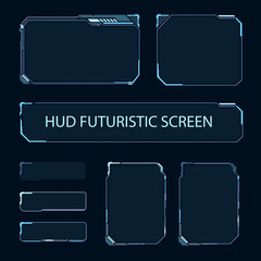 Futuristic touch screen of user interface. Modern HUD control panel. High tech screen for video game. Sci-fi concept design. Vector illustration.