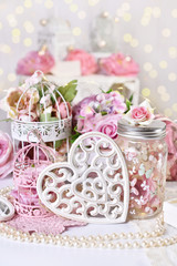 romantic decoration in vintage style for Valentines or wedding day