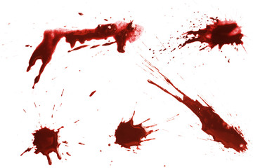 Blood dripping set, isolated on white background - obrazy, fototapety, plakaty