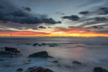 Fototapeta na wymiar Long Exposure at Sunset on the Southern Italian Mediterranean Coast