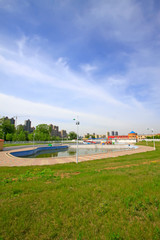 Pool and the lawn in the park