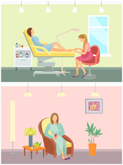 Beauty Salon Resort and Pedicure Service Set Vector