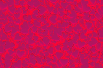 Fototapeta na wymiar Valentine's Day abstract 3D background pattern with radiant, glowing and shining red and pink hearts.