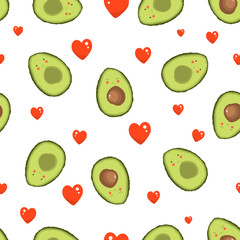 pattern with avocado and heart