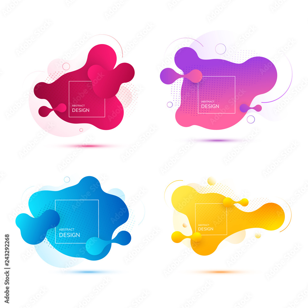 Poster abstract gradient geometric banners with flowing liquid shapes.