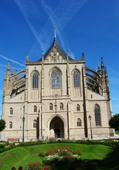 Fototapeta na wymiar Facade of Saint Barbara church, Kutna Hora, Czech Republic