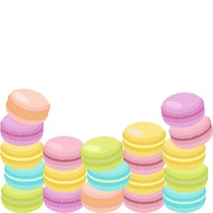 Cake macaron or macaroon Raster Illustration, colorful almond cookies, pastel colors