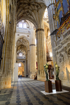 Salamanca, Spain - November 15, 2018: Interior of the Cathedral of Salamanca.