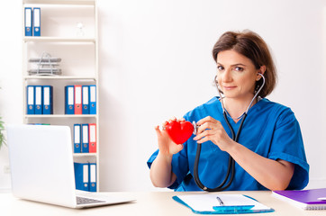 Female doctor cardiologist working in the hospital 