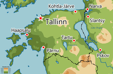 Estonia physical map