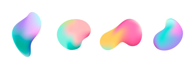 Set of four abstract forms. Gradient colored liquid shapes isolated on white background. Template for logo design