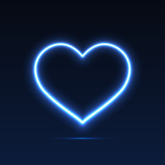 Neon heart. Bright neon light. Empty template. Valentines Day. Womens Day. Vector eps10
