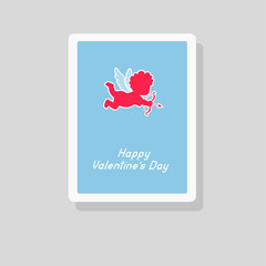 Valentine's Day greeting card with Cupid silhouette. Minimalist design